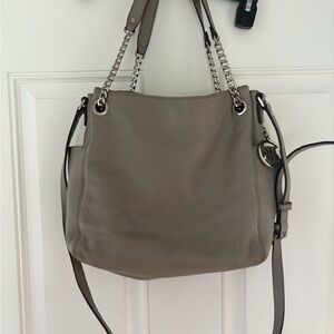 Michael Kors Light Gray Soft Pebbled  Leather Shoulder Bag